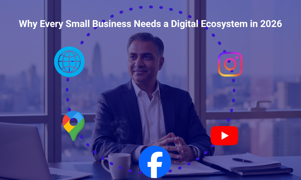 igital ecosystem for small business 2026 interconnected platforms illustration